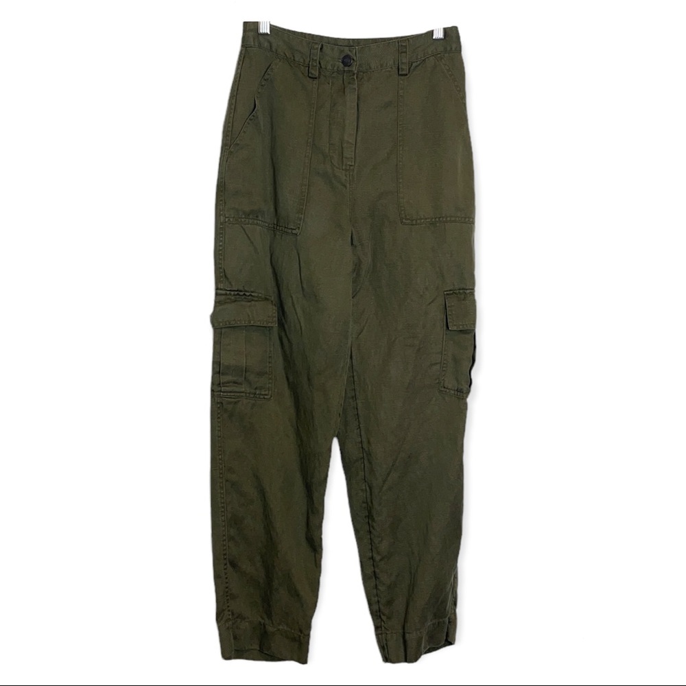 Rails Anthropologie Olive Green Linen Lyocell Blend Cargo Pants Size XS